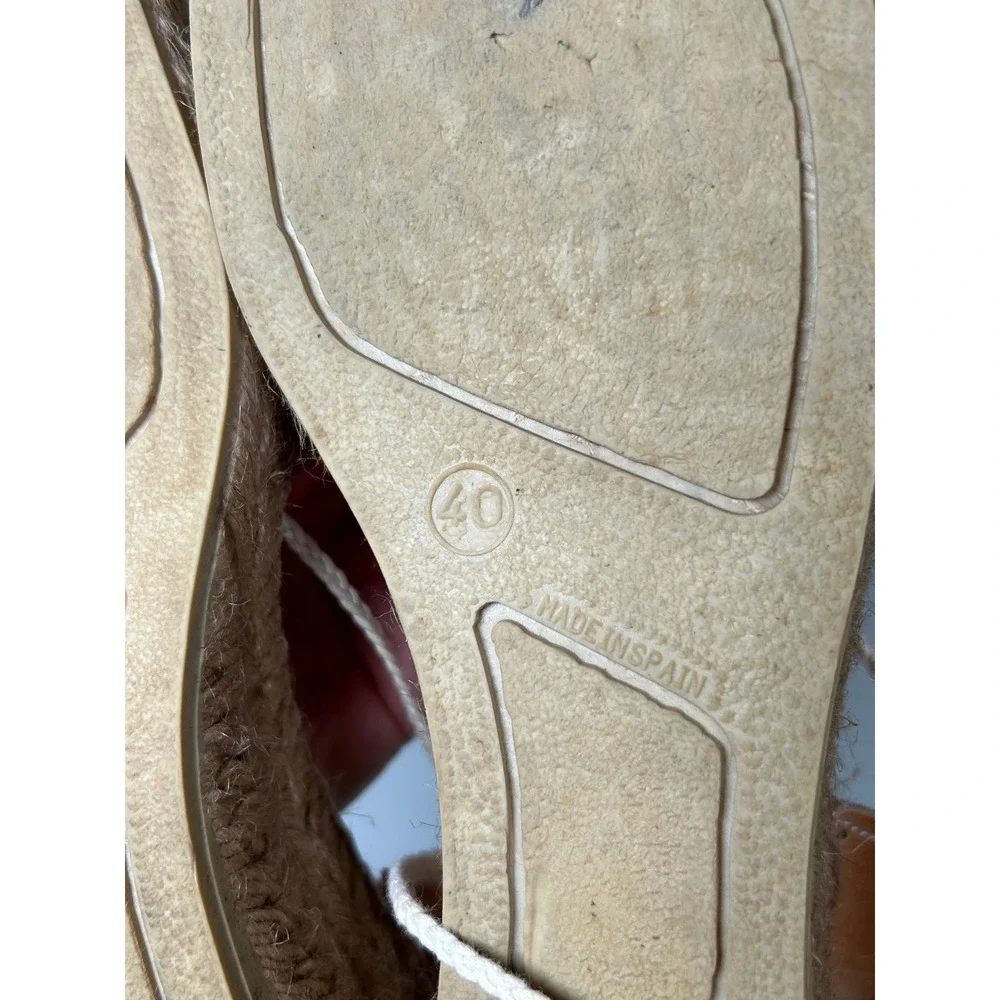 Eric Michael Espadrille Wedge Sandals Women's 40 9.5 Brown Leather Lace Up Spain
